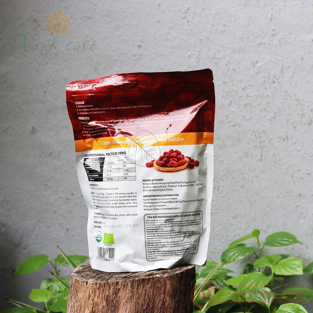 [Green Nature] Táo Đỏ Tân Cương Hữu Cơ- Dày Cùi, Dẻo Thơm, Ngọt và Bổ Dưỡng, Pha Trà Thảo Mộc - Organic Dried Jujube