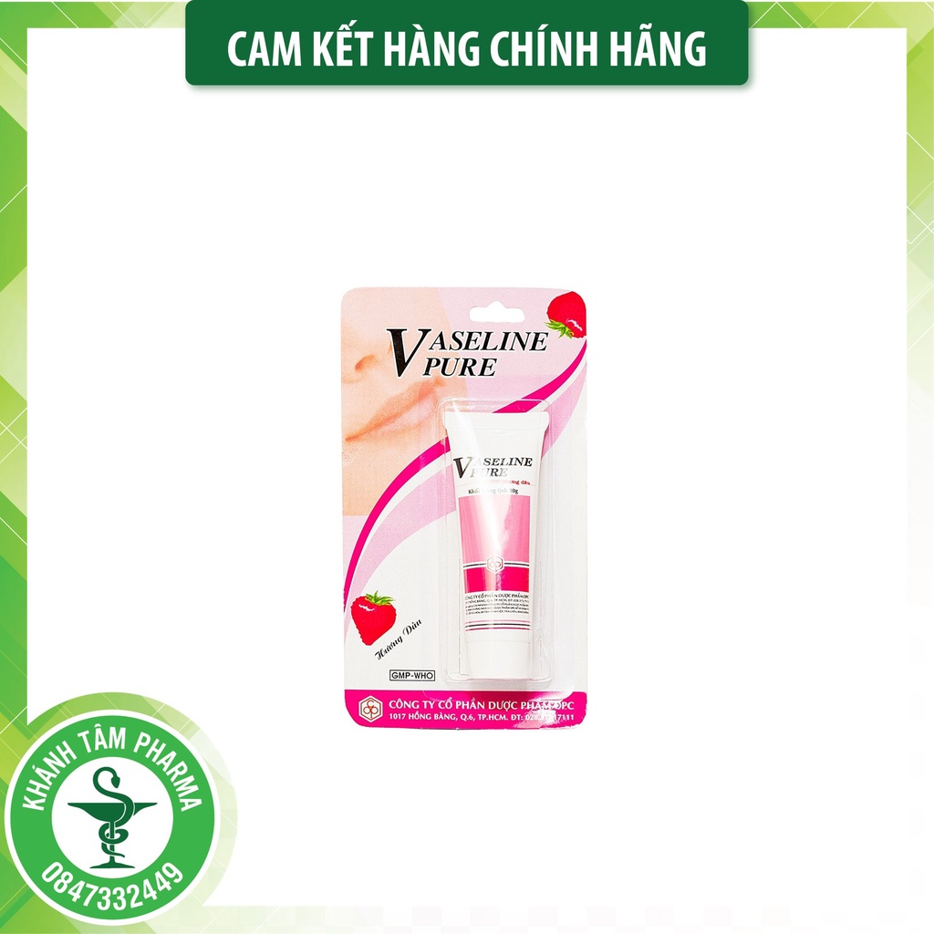 Kem dưỡng môi Vaseline Vaselin Pure hương dâu OPC 10g !!!/T11/2023