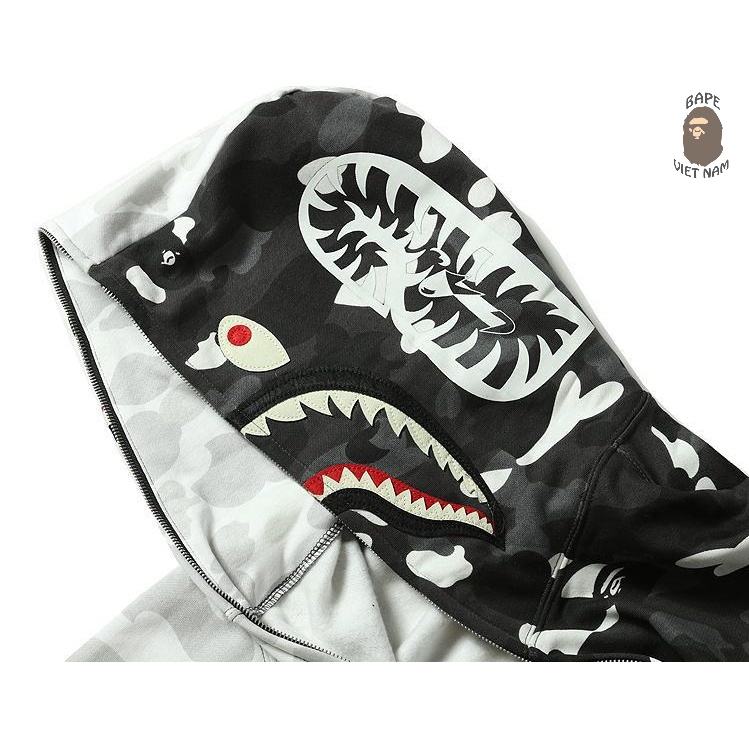 [Ảnh thật + FREESHIP] Jacket Bape Shark Half Camo city fullzip , Áo khoác Hoodie Bape Cá Ngáo