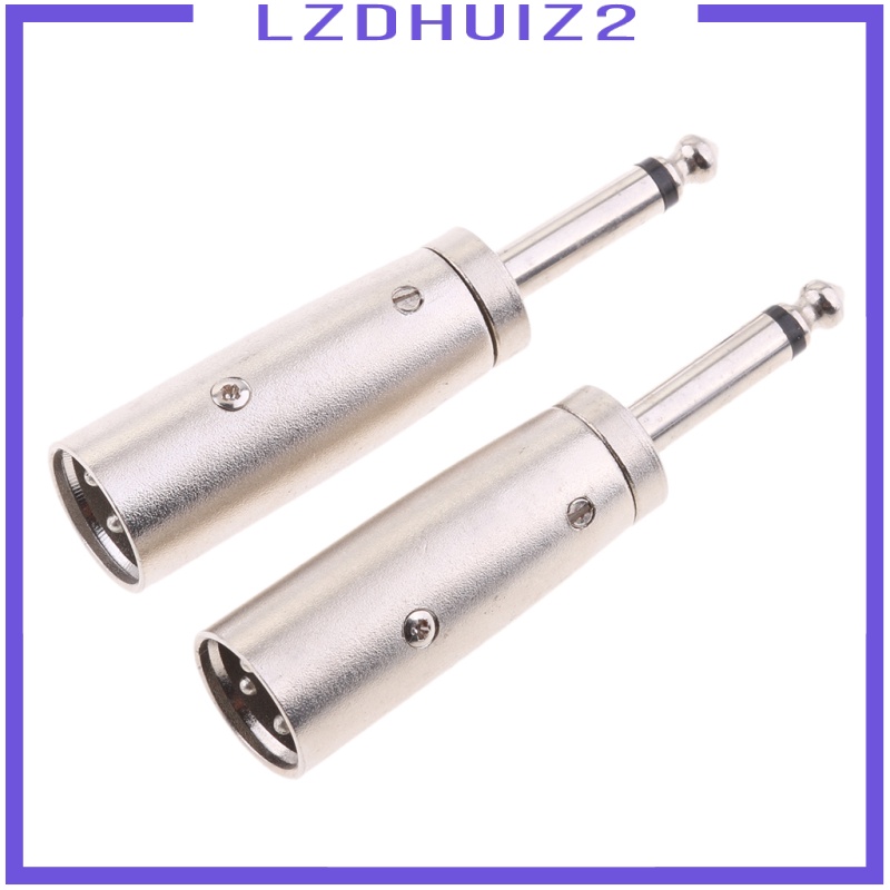 Les Fleurs 2 Pack XLR 3-Pin Male to 1/4\" 6.35mm Mono Male Jack Audio Mic Adapter
