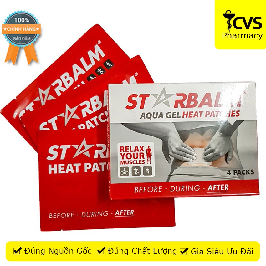 Miếng Dán Nhiệt Starbalm Aqua Gel Heat Patches (Hộp 4 miếng) - Giảm Nhức Mỏi Cơ Bắp - cvspharmacy