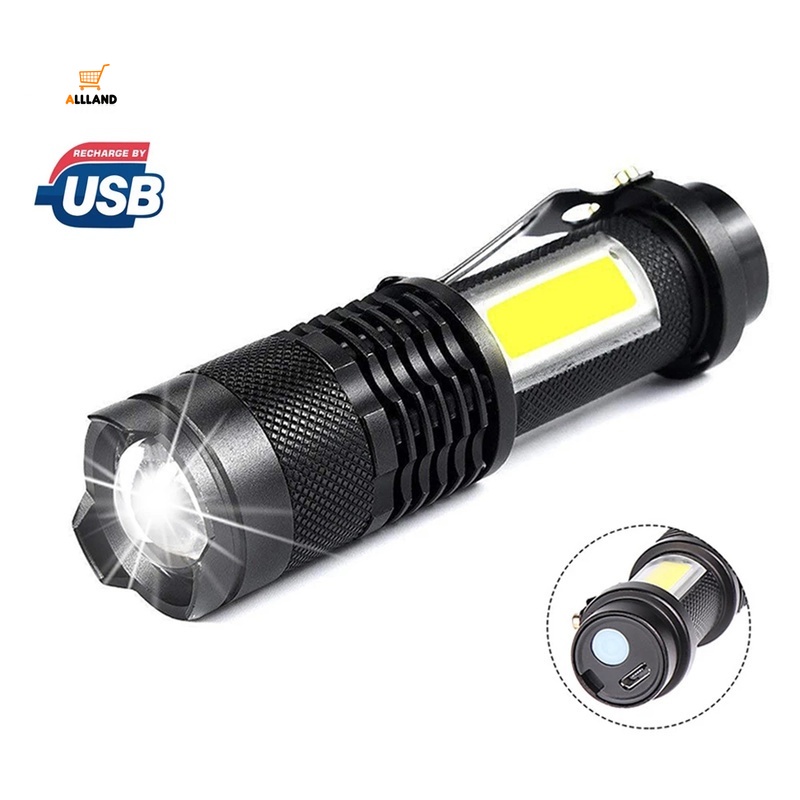 Đèn pin mini COB LED có thể điều chỉnh sạc lại bằng cổng USB