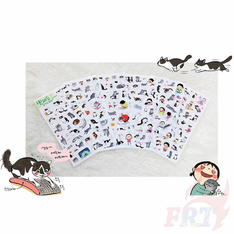 Set 6 tờ sticker dán trang trí sổ tay thời trang DIY