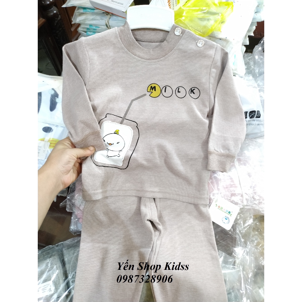 BỘ COTTON XUẤT NHẬT HÀNG QUẢNG CHÂU CAO CẤP IN HÌNH (MILK_HELLO) CHO BÉ-(10-17KG) | BigBuy360 - bigbuy360.vn