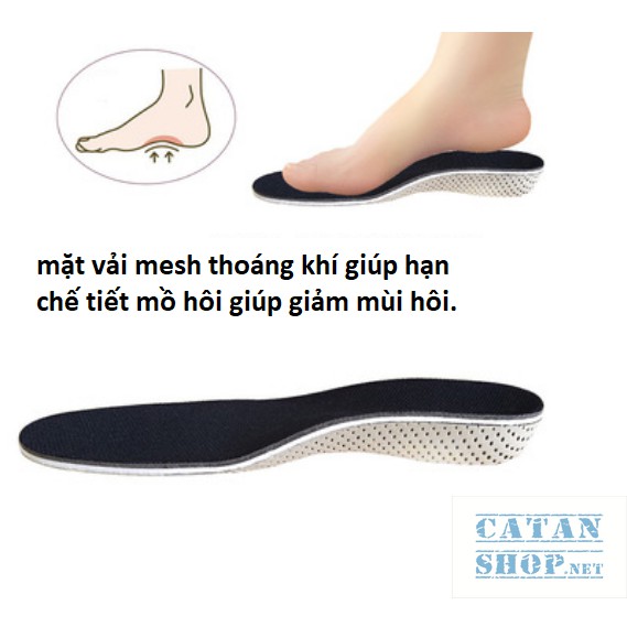 Lót giày tăng chiều cao GD453-TCCEva, mặt vải lưới thoáng khí, hạn chế mùi hôi EVA cao cấp