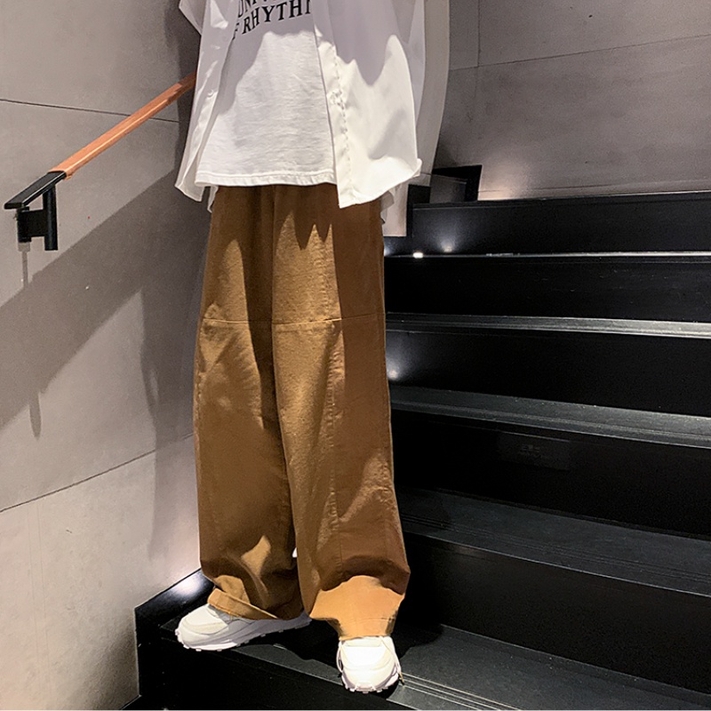 Quần dài ống rộng màu trơn phong cách Hàn Quốc thời trang năng động cho nam size M-2XL