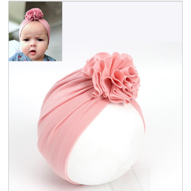 MŨ TURBAN COTTON GẤP HOA SIÊU MỀM MỊN DÀNH CHO BÉ GÁI