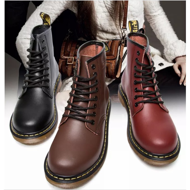 Giày 1460 cao cổ đen trơn DR Boots Dr. Martens màu trắng thời trang phong cách retro dành cho nam và nữ（Size35-45）