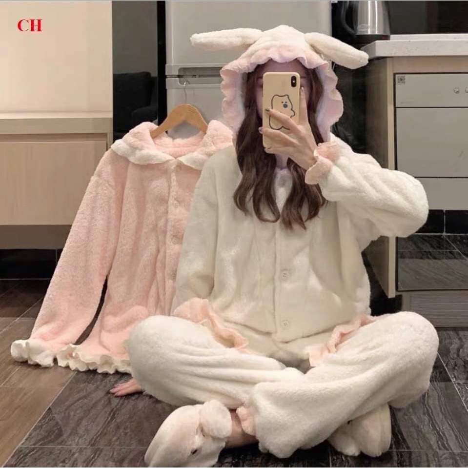 HOT HOT - SÉT ĐỒ  NGỦ THỎ BÔNG CỰC KÌ DỄ THƯƠNG CHẤT LIỆU THOẢI MÁI CHO ĐÊM NGON GIẤC Thời Trang hhp 2022