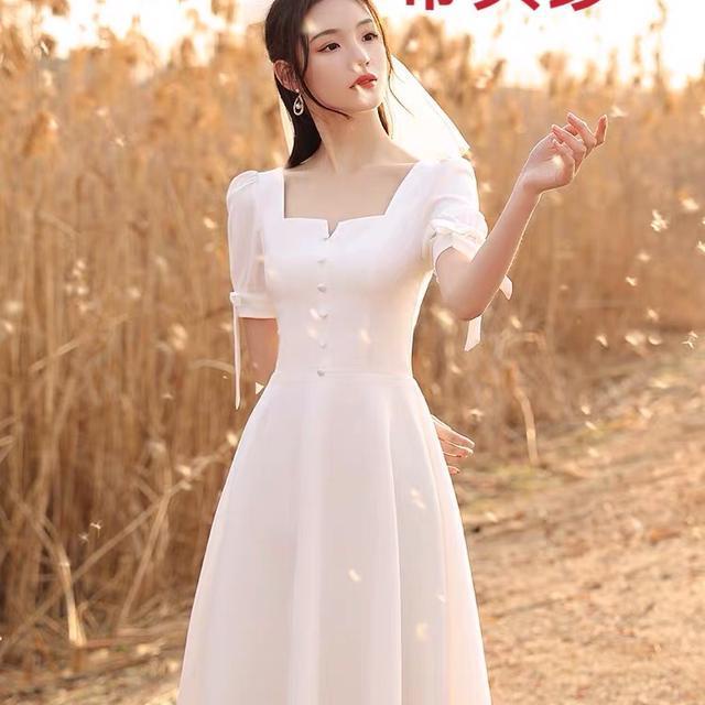 🔥🔥Đầm dự tiệc Mini màu trắng có cổ phong cách Pháp