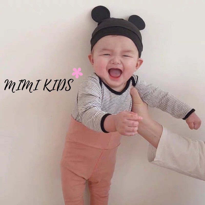 Mũ sơ sinh trùm đầu tai mickey Style Hàn Quốc cho bé Mimi Kids (0-6m) MD30