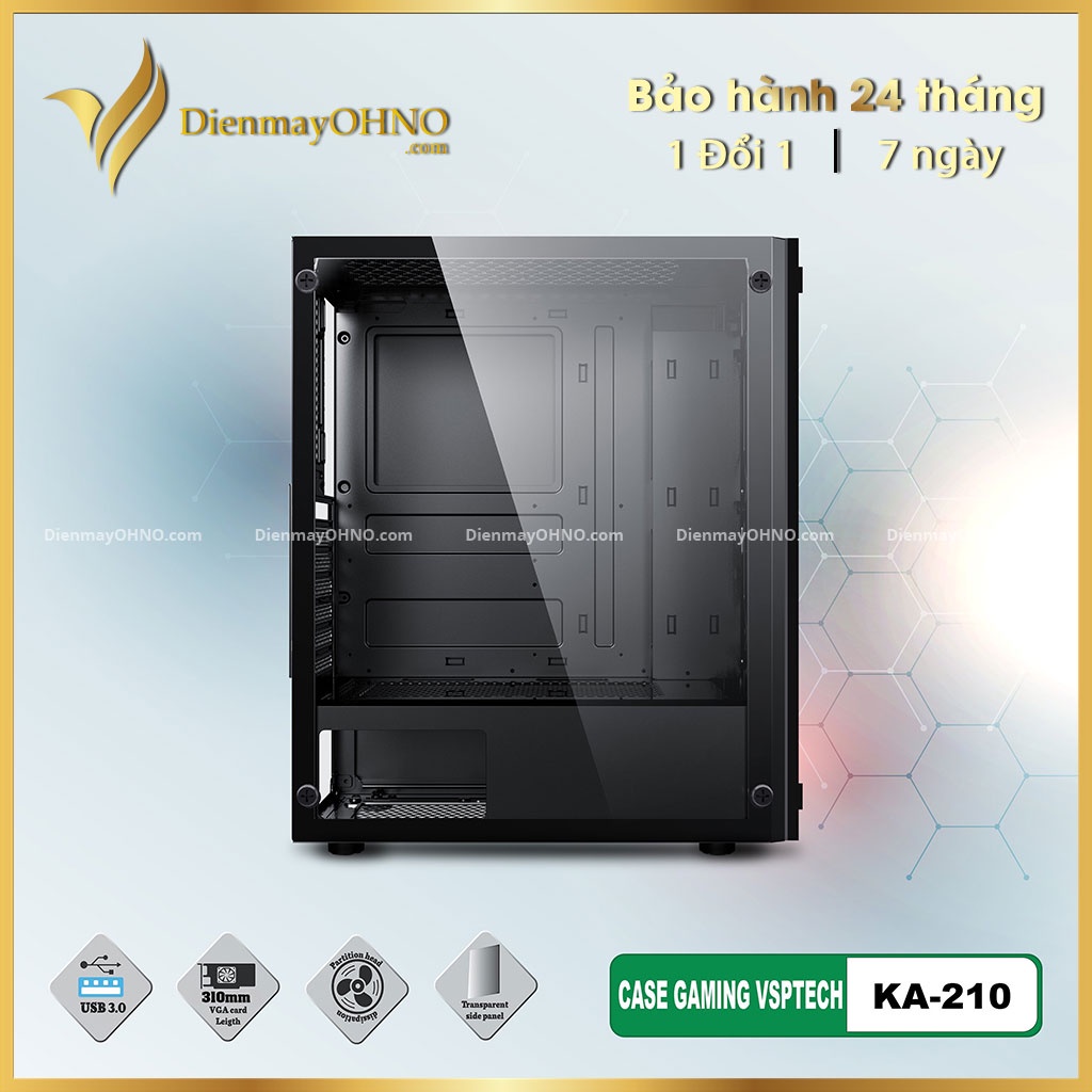 Vỏ Thùng Máy Tính PC Case VSP KA-180 Gaming Vỏ Case PC LED RGB Mặt Kính Cường Lực - OHNO VIỆT NAM