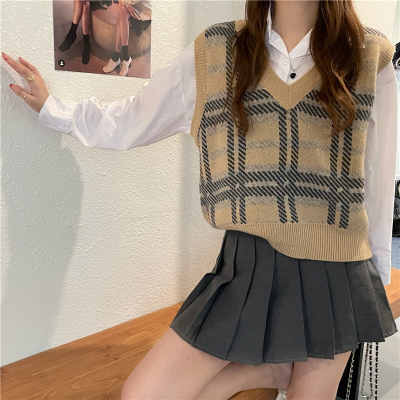 Áo khoác len cổ chữ V dáng rộng phong cách Hàn Quốc