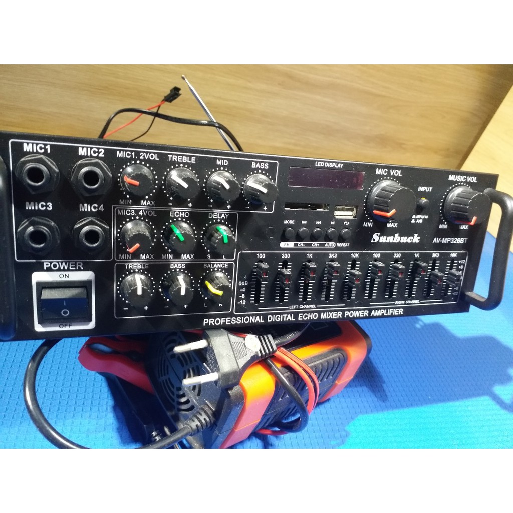 Amply 12v -220V Karaoke - Bluetooth- Cực hay - Full chức năng Sunbuck MP-326BT