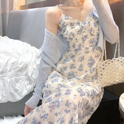 Đầm Chiffon Hai Dây Thêu Hoa Ba Chiều Dành Cho Nữ
