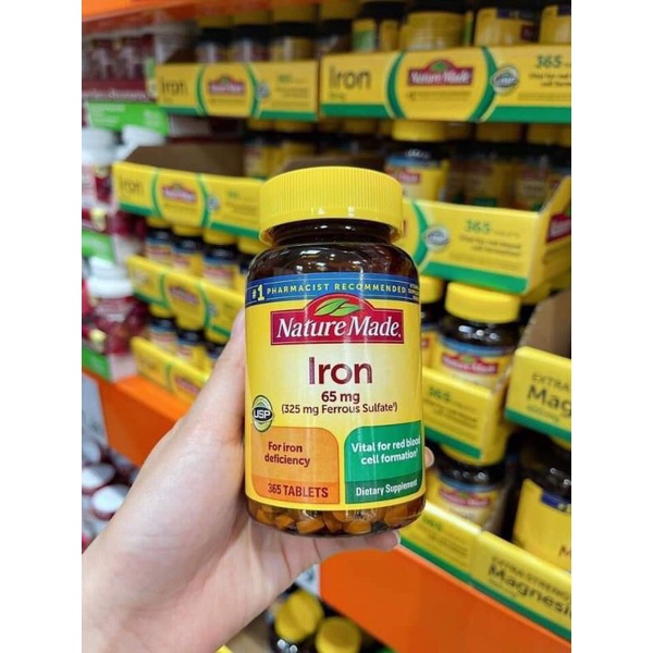 Viên uống bổ máu bổ sung sắt iron Nature Made 65mg