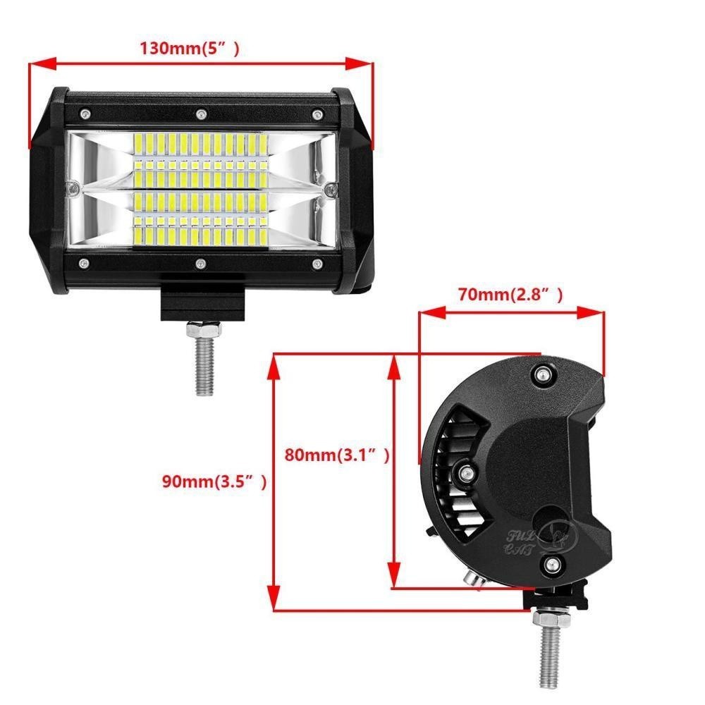 Set 2 thanh đèn LED 5inch 288w hỗ trợ định vị gắn nóc xe ô tô / xe tải