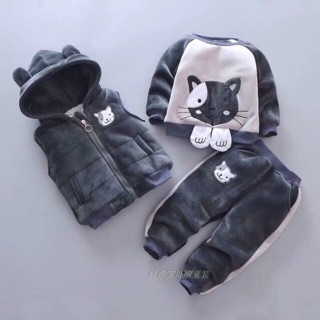 Sét bộ nhung mèo nót nỉ cho bé yêu