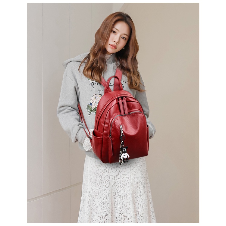 Balo Da Mềm Ngăn Chứa Rộng Thời Trang Hàn Quốc Mới Cho Nữ