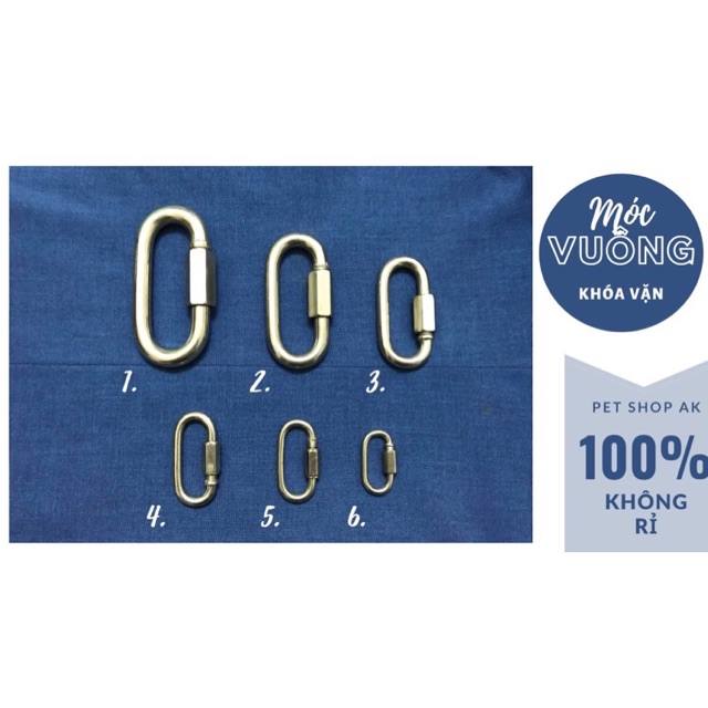 Móc xích, khóa inox không ri vuông có chốt vặn