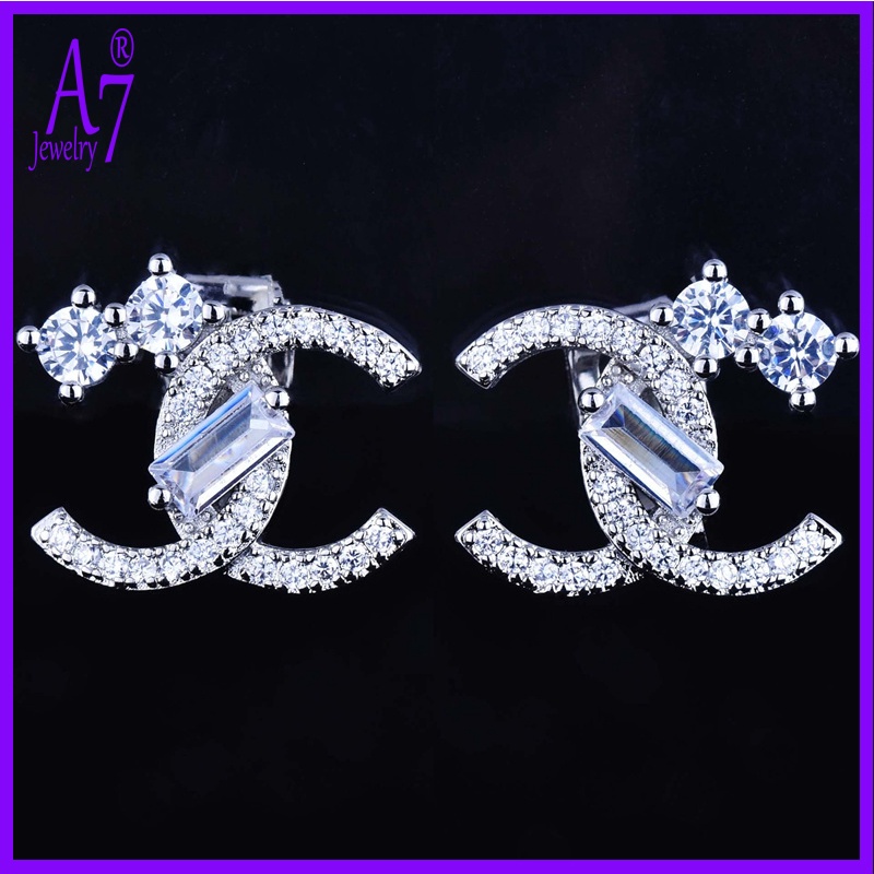 Bông tai bạc 925 hình chữ cái kiểu dáng thời trang