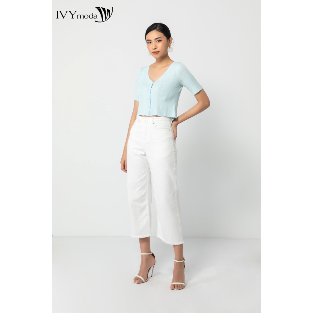 Áo len nữ croptop tay lỡ IVY moda MS 77B8037