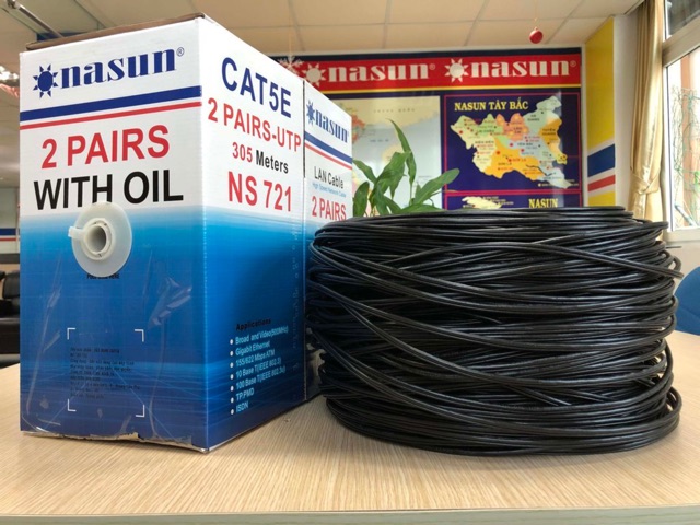 1m dây mạng NASUN CAT5 721 4 sợi có dầu nhập khẩu chính hãng miễn phí bấm đầu từ 5m trở lên
