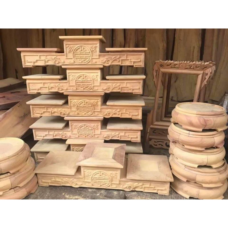 Tam cấp kê bát nhang chất liệu gỗ hương nhiều kích cỡ