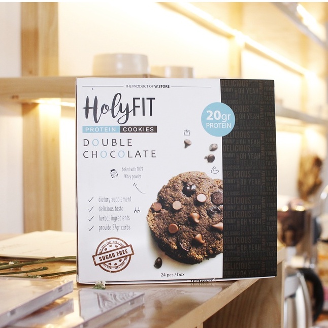 Bánh Protein Giảm Cân - Bánh Ăn Kiêng Không Đường - Bánh Socola Cookie HolyFIT Giảm Cảm Giác Đói, Giảm Thèm Ăn Hiệu Quả
