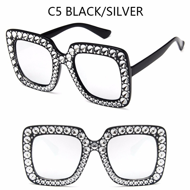 Kính mát gọng vuông đính đá lấp lánh sang trọng