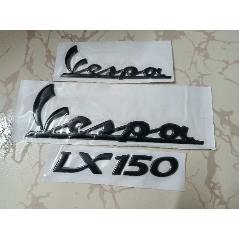 Bộ tem nổi Vespa LX150 màu đen nhập thái