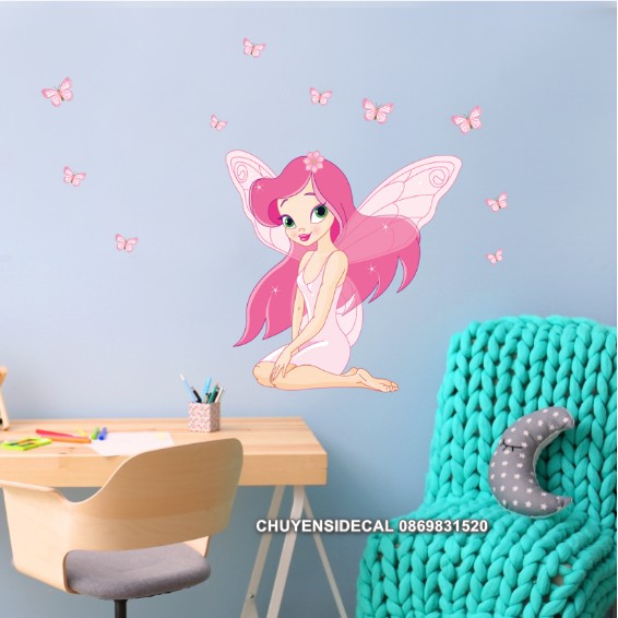 Decal dán tường - Thiên Thần Hồng đáng yêu