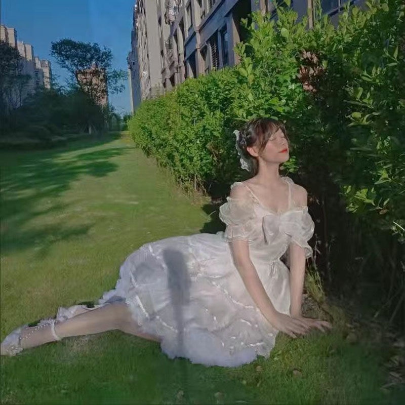 DISNEY Đầm Lolita Họa Tiết Hoa Phong Cách retro Pháp Ngọt Ngào Dễ Thương