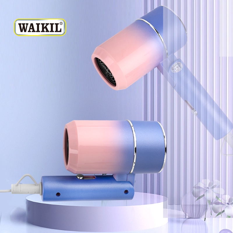 Máy sấy tóc mini gấp gọn  WAIKIL tạo kiểu tóc chuyên nghiệp công suất lớn 1000w có ánh sáng xanh dưỡng tóc mượt WAIKIL