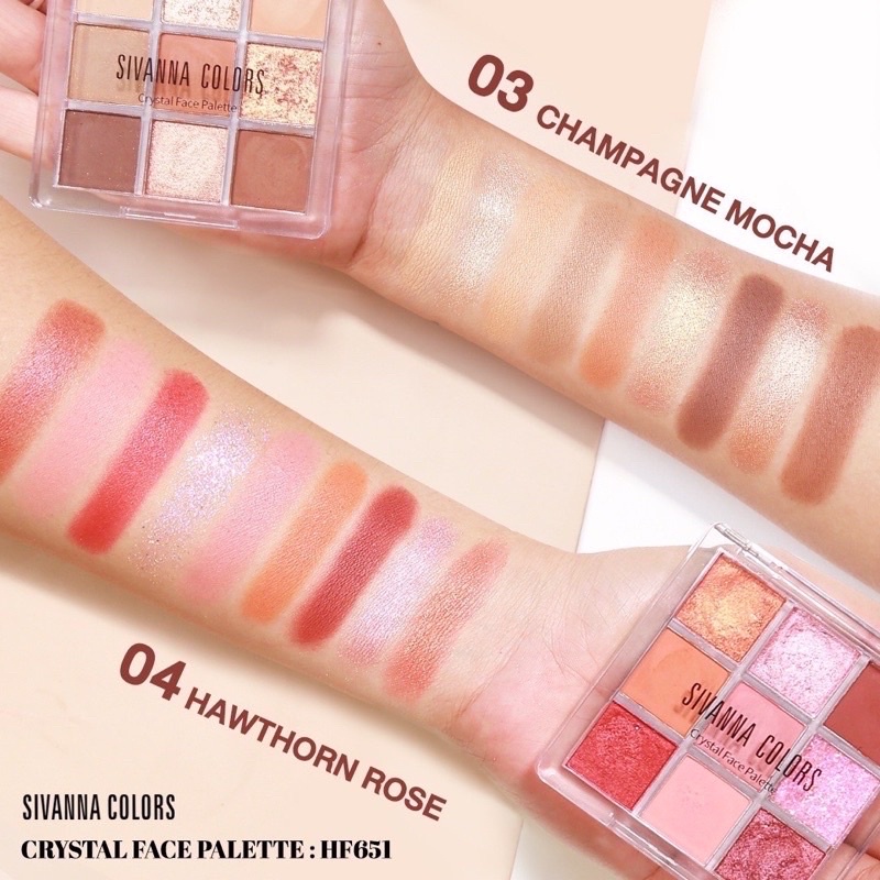 Bảng phấn mắt 9ô Sivanna Crystal Face Palette HF651