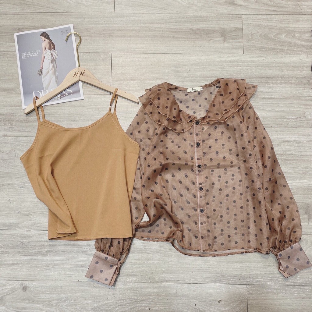 Áo sơ mi voan chấm bi kèm 2s mã GH01