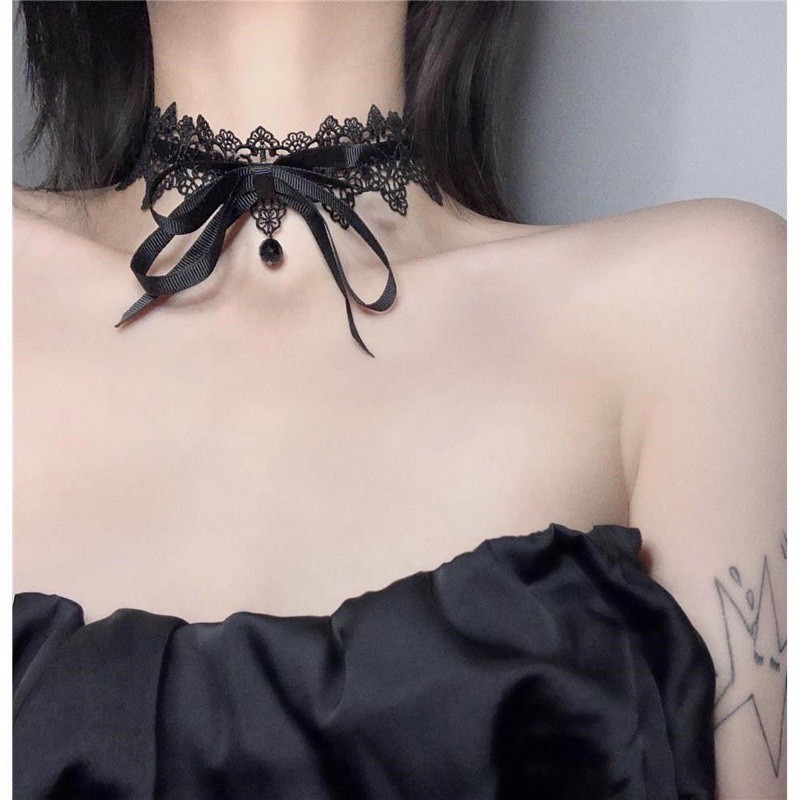 Choker ren phối vải gân thiết kế nơ 🌟🌟 mã Da-001