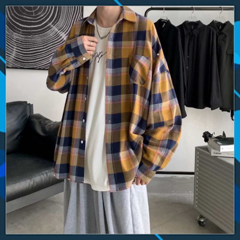 Áo Sơ Mi Caro Oversize Chất Đẹp Siêu Hot🍁 Sơ mi Caro Unisex nam nữ đều mặc được