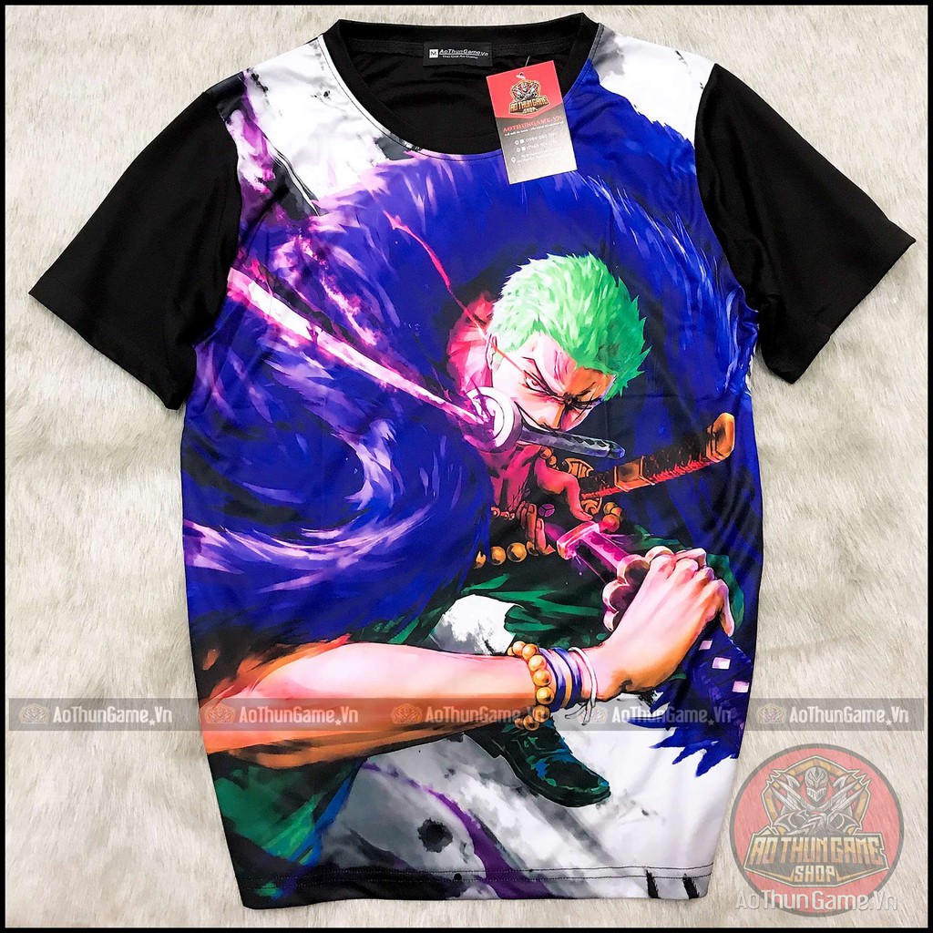 Áo One Piece Zoro (3D Đen) Roronoa zoro A01, áo đảo hải tặc Anime Manga (Shop AoThunGameVn)
