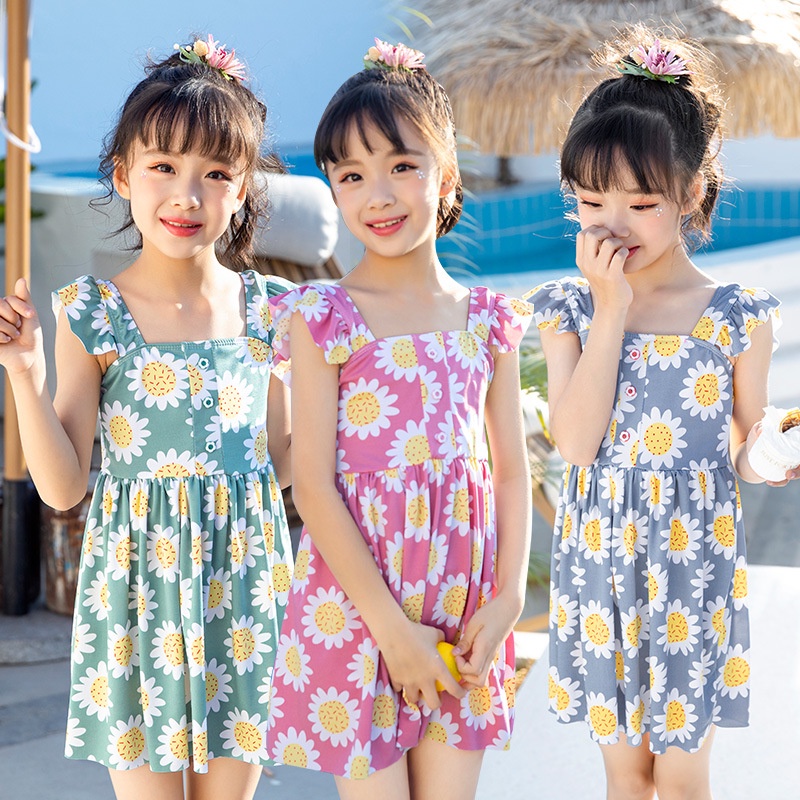 Bộ Đồ Bơi Hai Mảnh Thiết Kế Dễ Thương Phong Cách Hàn Quốc Cho Bé Gái 3-6 Tuổi