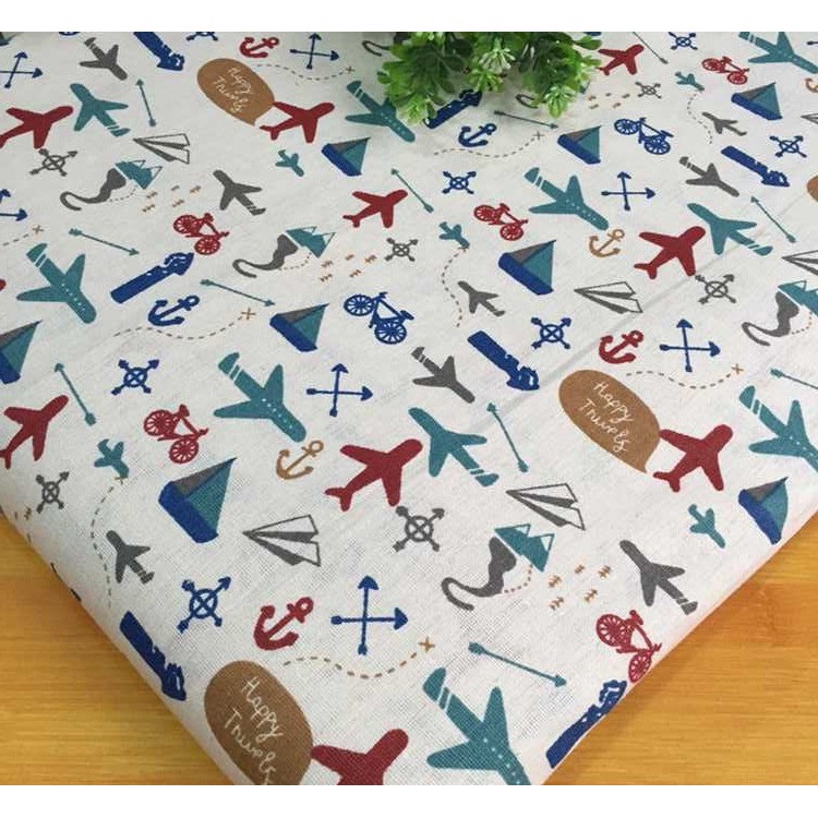 Vải linen họa tiết Máy bay V-E06