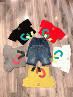 Set quần bò + áo phông cho bé