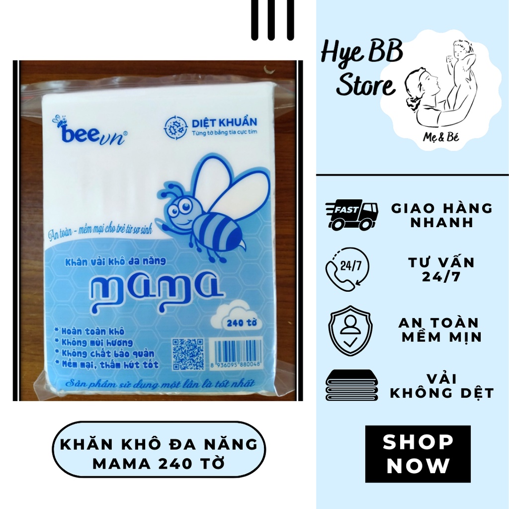 Khăn vải khô đa năng MAMA gói 240 tờ