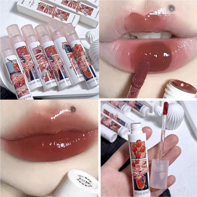 Son Bóng Hellostyle Dạng Lỏng 6 Màu Tùy Chọn Chống Nước Dưỡng Ẩm Tiện Dụng