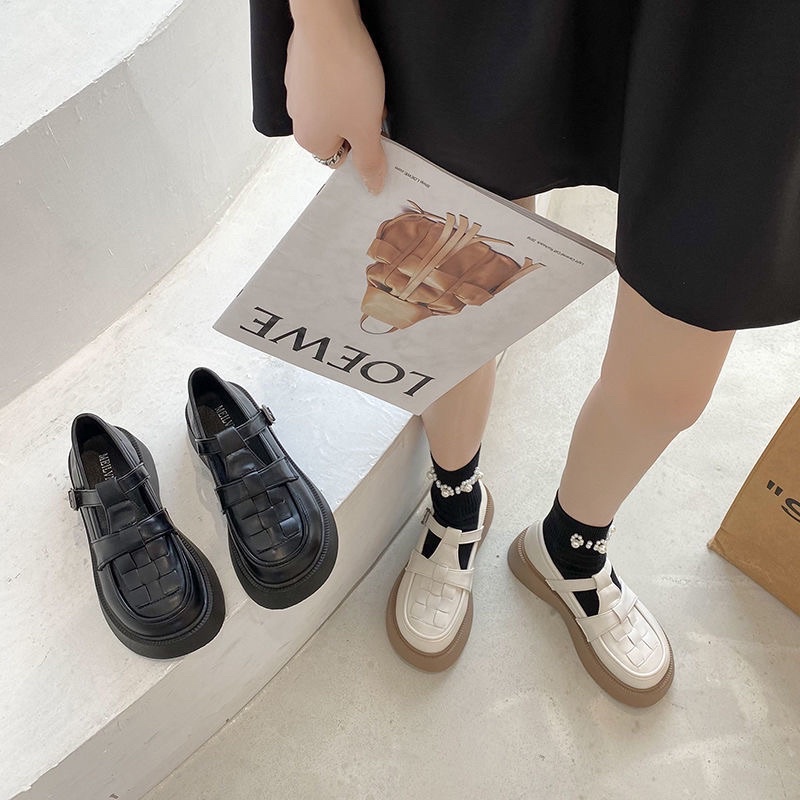 Giày Mary Jane Nữ Ulzzang Đế Bằng Cao 5cm quai cài OXFORD xinh đẹp mũi tròn hot