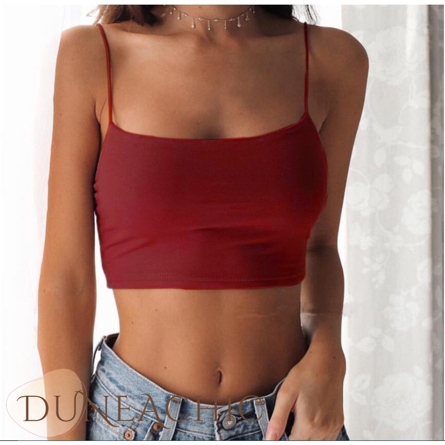DUNEA Áo croptop màu trơn quyến rũ thời trang cho nữ với nhiều màu tùy chọn