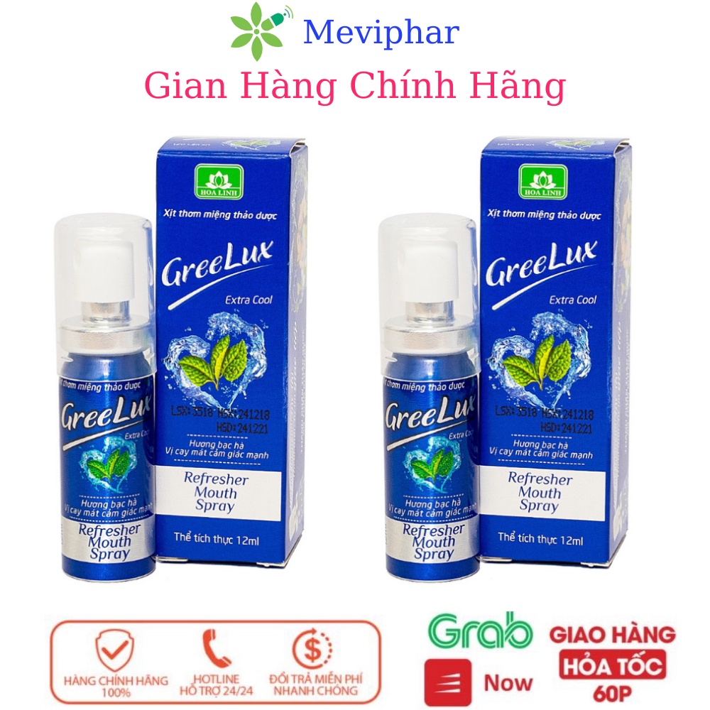 Lọ Xịt Thơm Miệng GreeLux Extra Cool.Thơm Mát,The Mát Suốt Cả Ngày.Chai 12ml