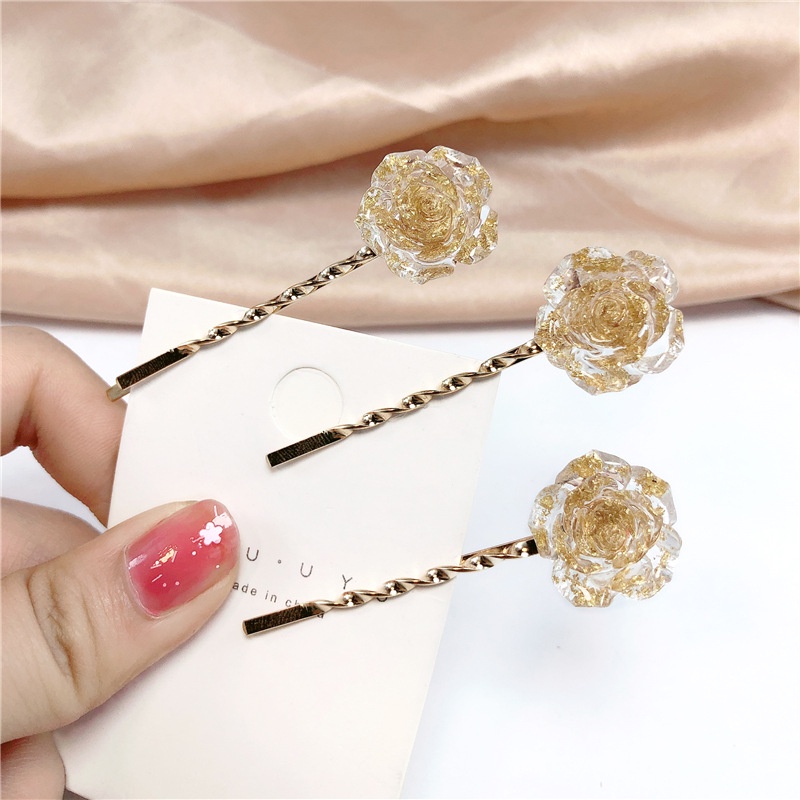 Kẹp tóc hình hoa hồng bằng nhựa đơn giản sành điệu cho nữ