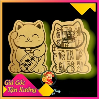Miếng dán Mèo Thần Tài vẫy tay, mạ vàng, trang trí ốp lưng điện thoại ý nghĩa chiêu tài, hút lộc,may mắn,bình an giá rẻ