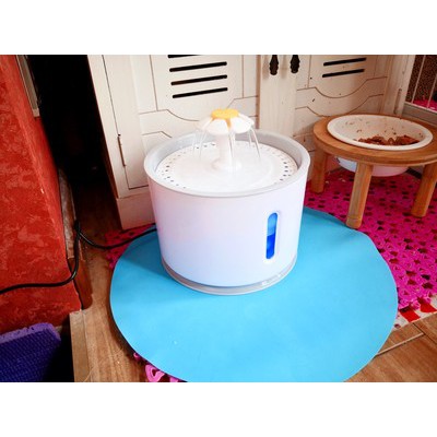 Máy uống nước tự động cho mèo hình tròn - bản có đèn LED Xanh